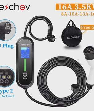 3.5KW Draagbare EV Charger Type 2 | 16A 1-Fase Laadstation voor Elektrische Auto's