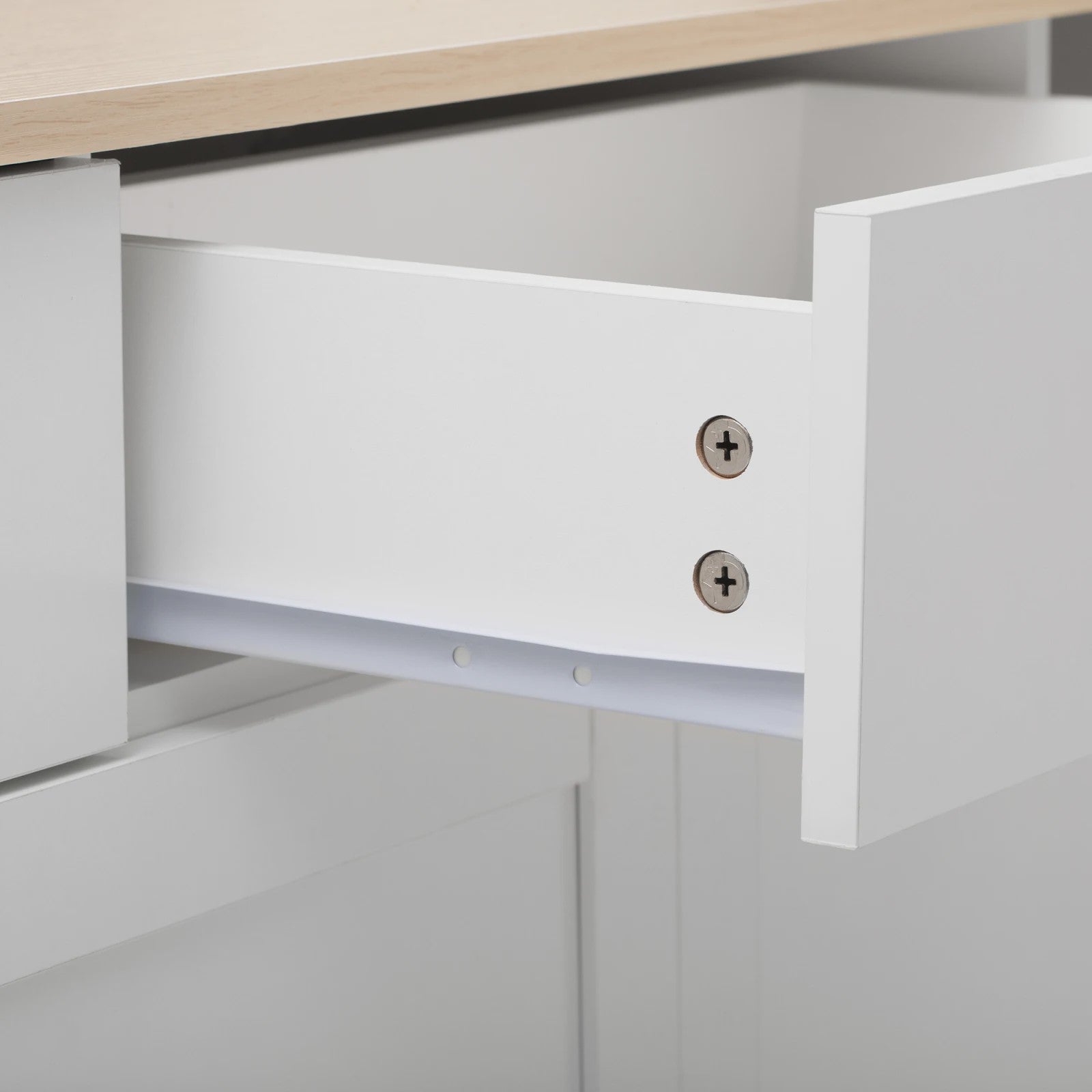 Moderne Witte Sideboardkast met 4 Deuren en 3 Lades - 160x37x75cm