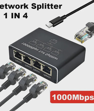 Gigabit Ethernet Splitter 1000Mbps - Breid uw netwerk uit naar 4 apparaten