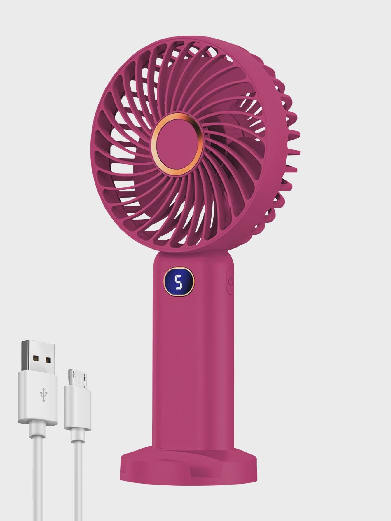 Draagbare Handventilator met Digitale Display en 5 Snelheden, USB Oplaadbaar