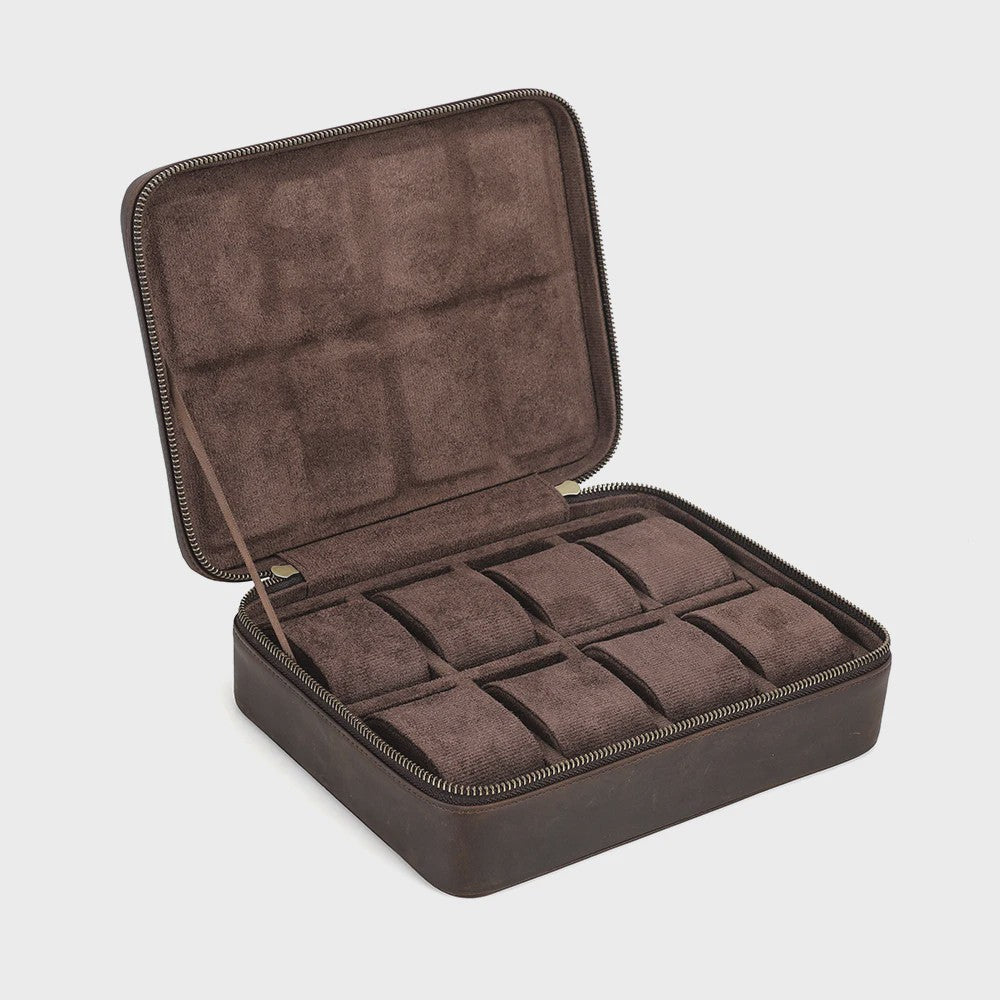 Luxe Leren Horlogedoos met 8 Vakken - Vintage Opbergkoffer voor Heren & Dames