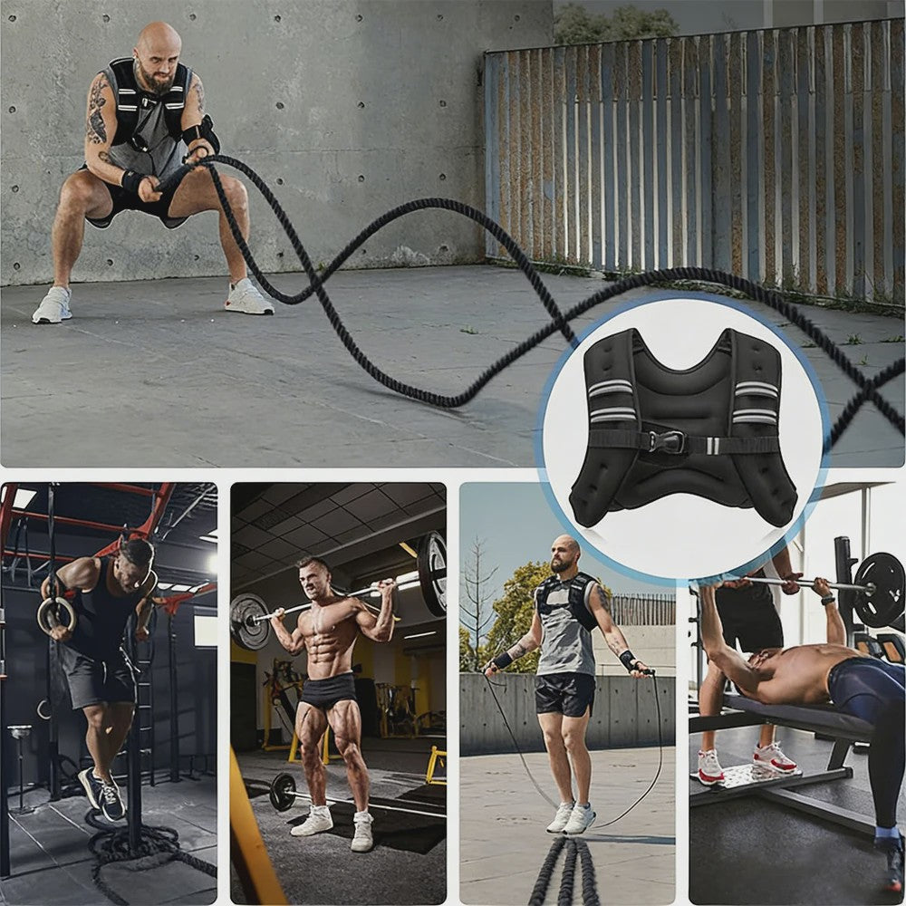 Verstelbaar Fitness Vest met Gewicht (5.4 kg) en Reflecterende Strepen - Ideaal voor Training, Yoga & Joggen
