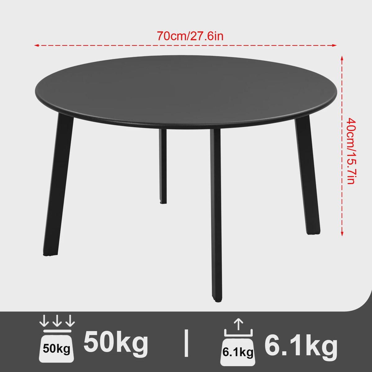 Ronde bijzettafel met metalen frame - Industrieel design - 70cm