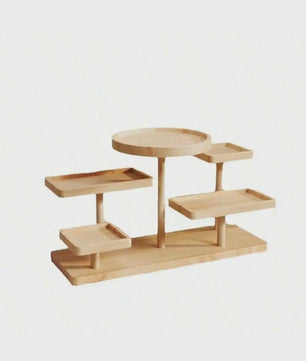 Houten Display Rek met Meerdere Niveaus - Stijlvolle Opberger voor Sieraden, Planten & Decoratie