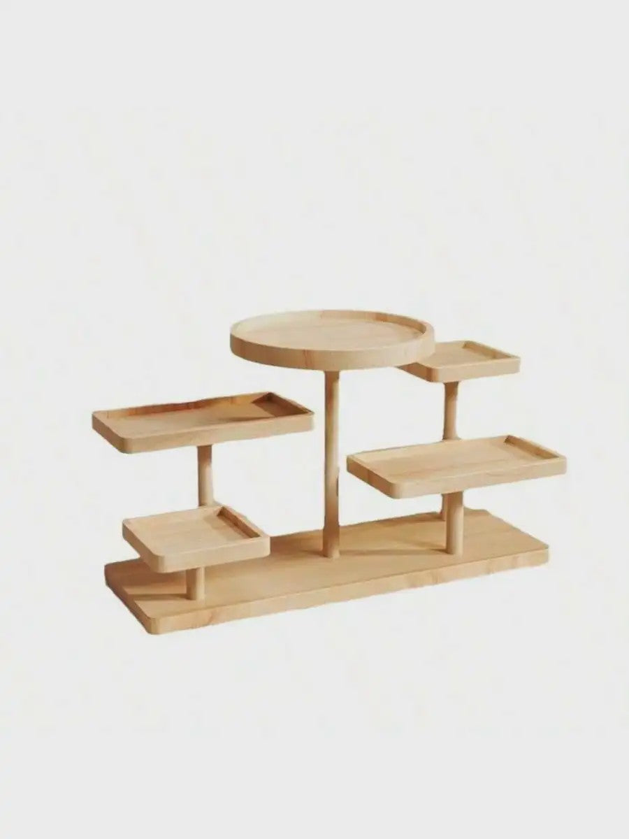 Houten Display Rek met Meerdere Niveaus - Stijlvolle Opberger voor Sieraden, Planten & Decoratie