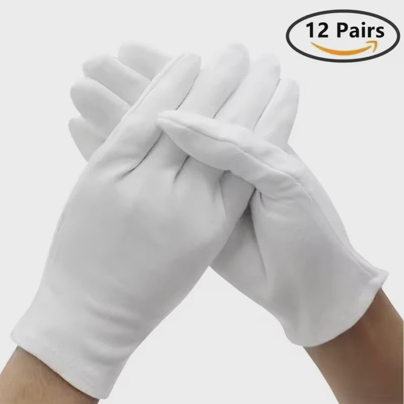 12 Paar Witte Katoenen Handschoenen - Cosmetica, Handverzorging & Bescherming