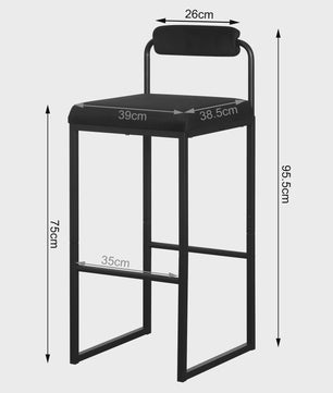 Set van 2 Moderne Keuken Barkrukken met Rugleuning en Voetensteun - Ergonomisch Design