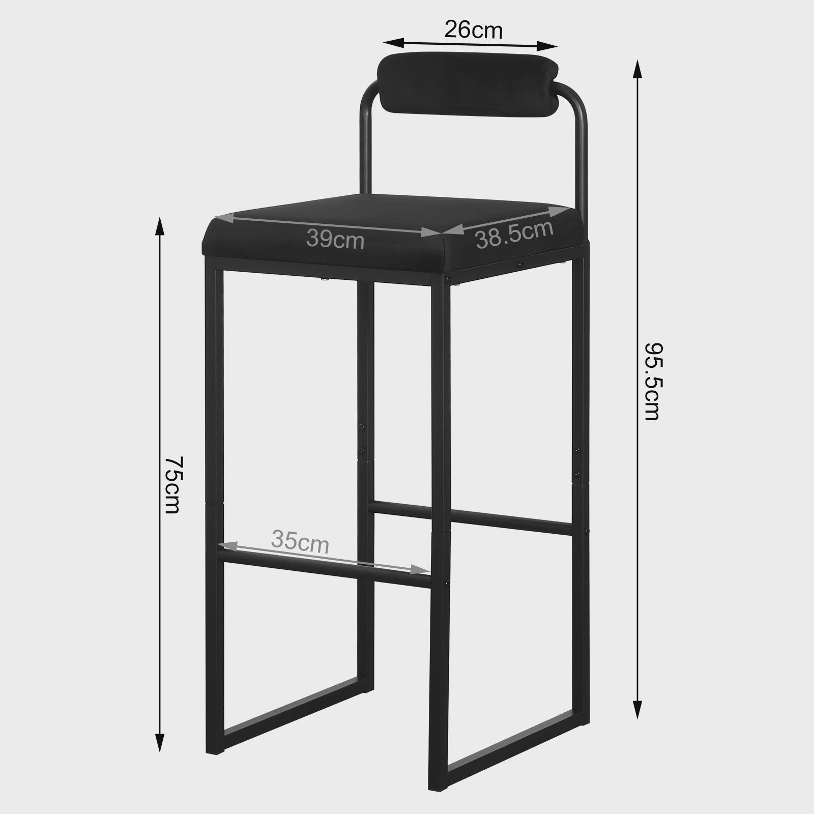 Set van 2 Moderne Keuken Barkrukken met Rugleuning en Voetensteun - Ergonomisch Design