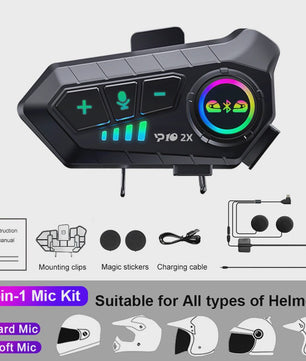 Kebidumei YP10 2X Motorhelm Intercom Headset - Bluetooth 5.3, 300m Bereik, Waterdicht