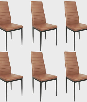 Set van 6 Eetkamerstoelen met Hoge Rugleuning - Ergonomisch Kunstleer