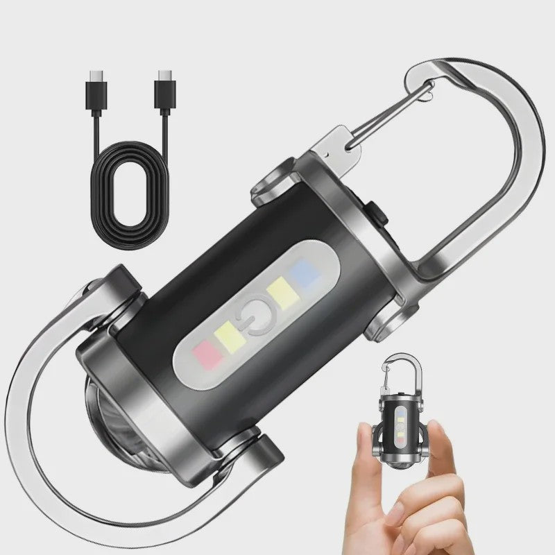 Oplaadbare Mini Zaklamp met COB Werklicht & Karabijnhaak - Compact en Waterdicht