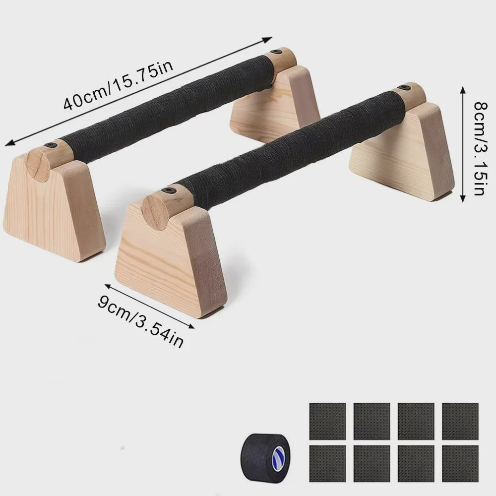 Houten Push-Up Bars & Parallettes voor Thuis Workout - Stabiliteit en Comfort