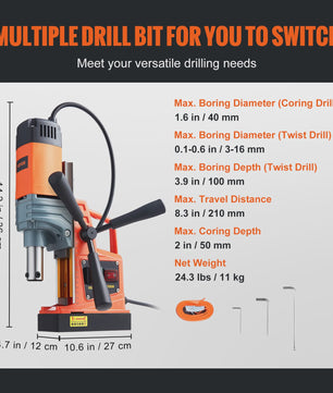 Krachtige 1550W Magnetische Boormachine - Draagbaar, Variabele Snelheid (0-500 RPM) voor Metaalbewerking