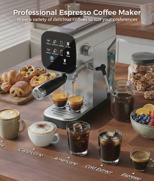 Patbrela Semi-Automatische Espressomachine 20Bar met Dubbel Watersysteem & 4-in-1 Portafilter