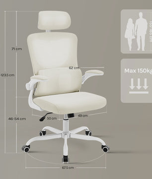 Ergonomische Bureaustoel Mesh met Hoofdsteun en Kantelfunctie - Comfortabel Werken