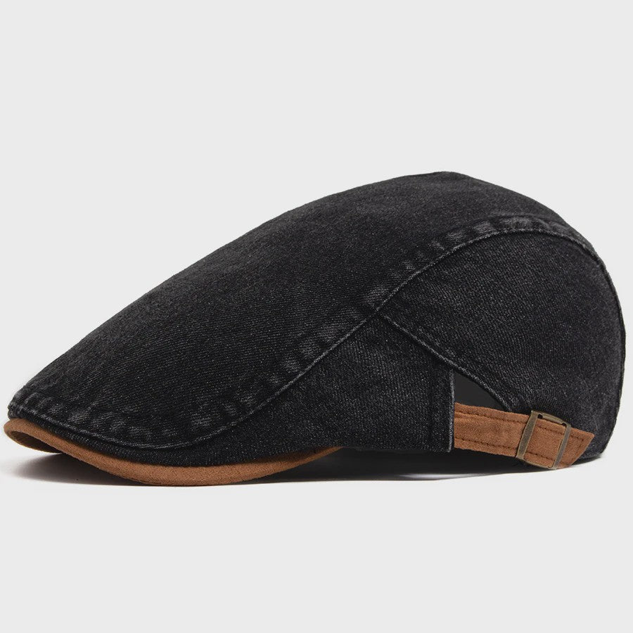 Vintage Denim Newsboy Pet voor Dames en Heren - Casual Platte Vizier Pet, Verstelbaar
