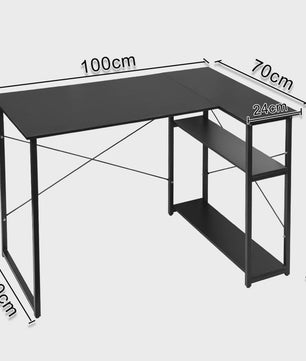 L-vormig Bureau met Opbergrek - Ideaal voor Gaming, PC, Studie & Werk in Slaapkamer (120/100cm)