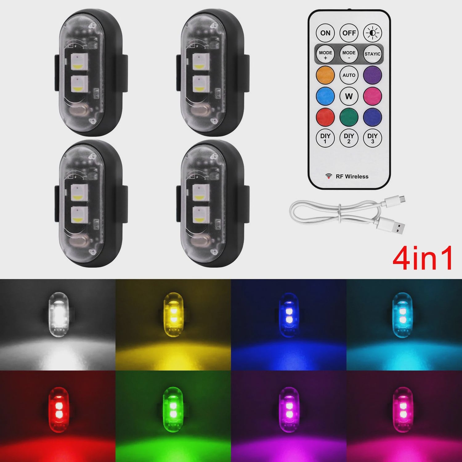 Veelzijdige LED Strobe Anti-Collision Lichten met Afstandsbediening - 8 Kleuren