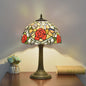 Vintage Gebrandschilderd Glas Tafellamp - Pauwstaart Stijl