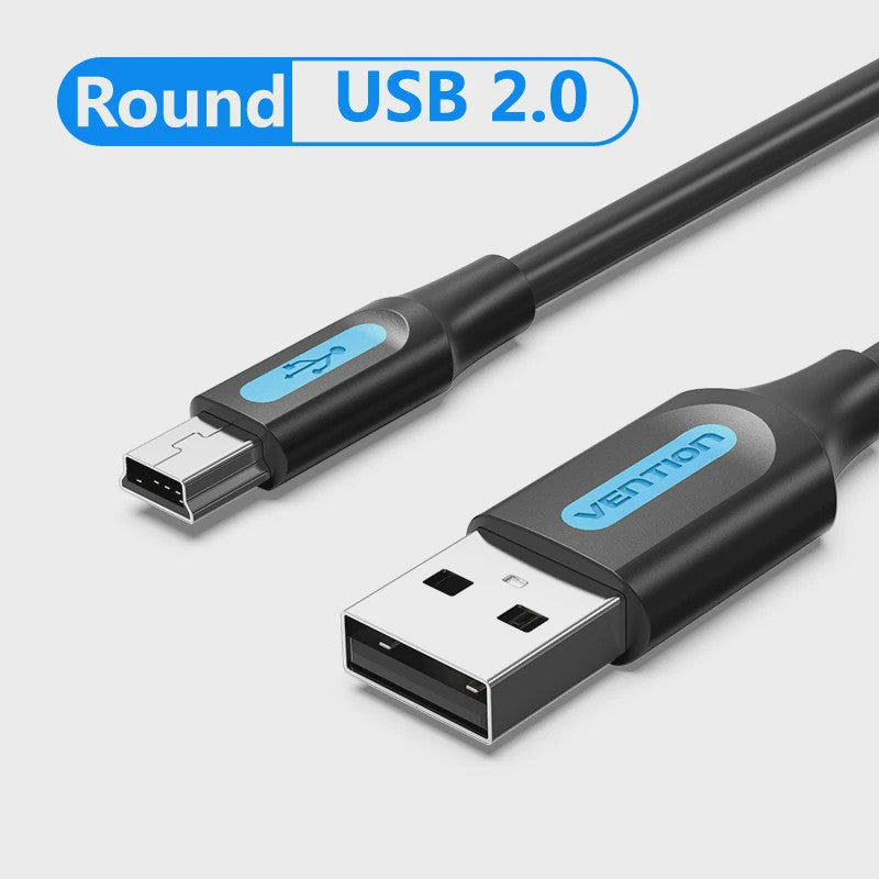 Vention Mini USB 2.0 Kabel - Snelladen & Dataoverdracht voor Camera, MP3, GPS