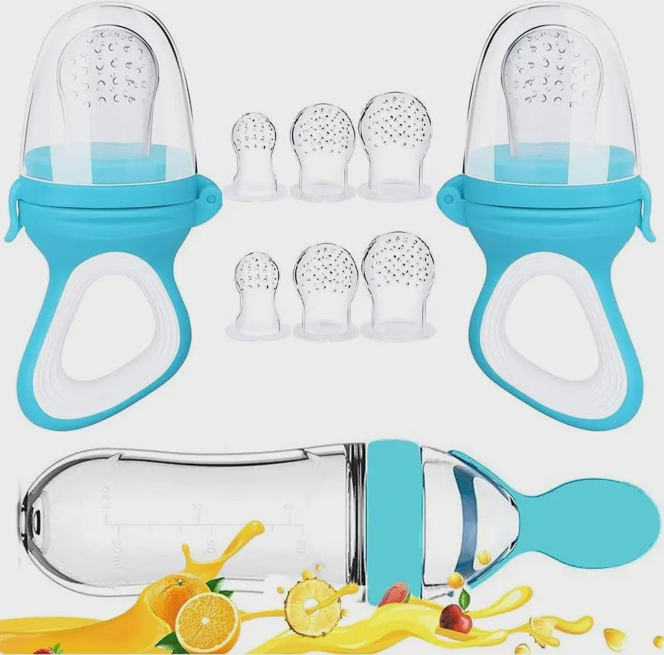 Baby Voeding Set: Silicone Fruit Speen & Lepel Flesje voor Baby's en Peuters