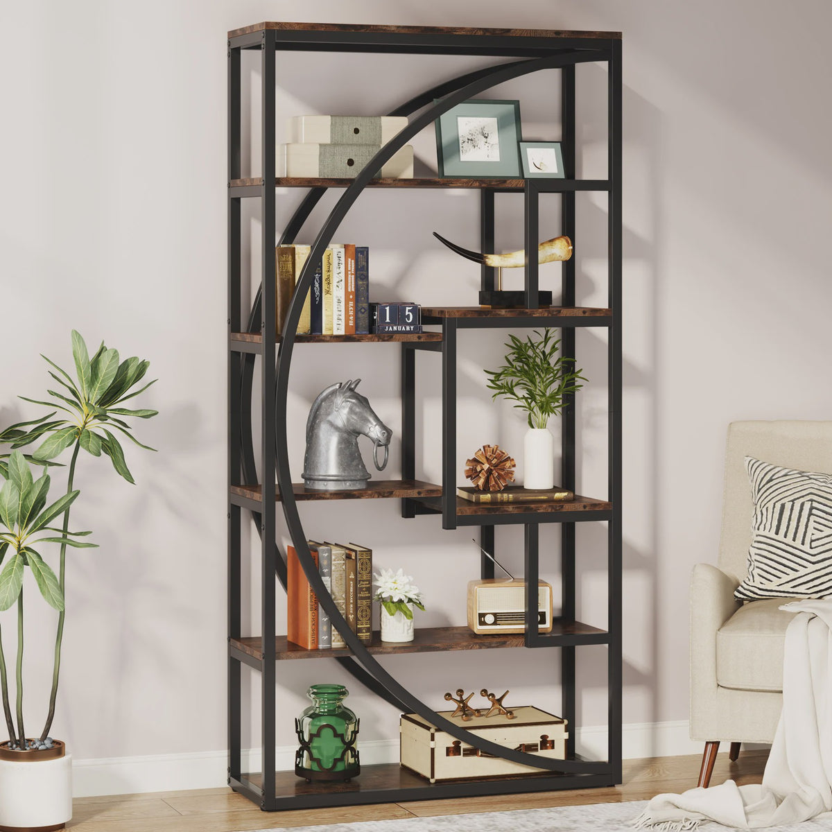 Industriële Boekenkast 180 cm - 8 Open Planken - Etagère Boekenkast