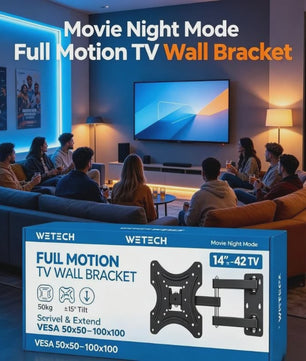 WETECH W5522 Universele Full Motion TV Muurbeugel met Dubbele Arm voor 14-42" Schermen, 50kg Draagvermogen, VESA 50-100mm