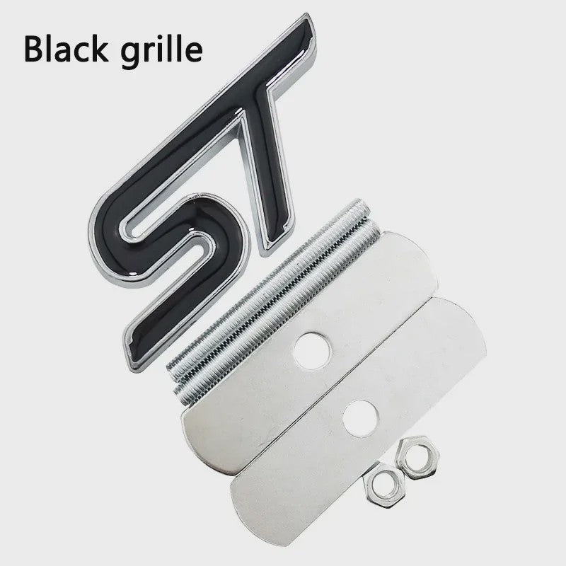 ST Grille Badge Embleem Sticker - Rood/Blauw Chroom - Voor Ford Fiesta, Focus, Mondeo