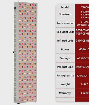 Professioneel Rood & Near Infrared LED Therapie Paneel - 630nm/660nm/850nm Dual Chip