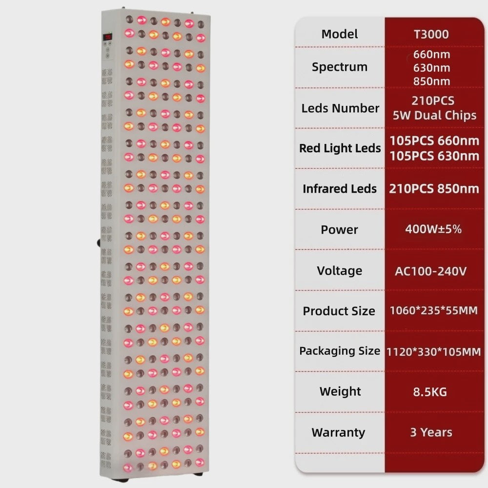 Professioneel Rood & Near Infrared LED Therapie Paneel - 630nm/660nm/850nm Dual Chip