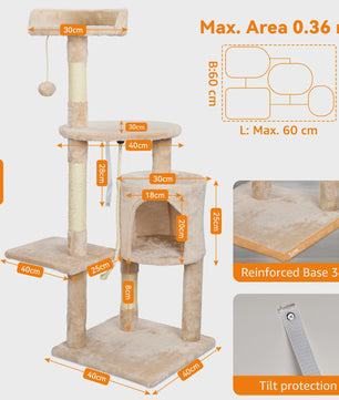 Luxe Kattenboom met Krabpalen, Huisje en Speeltjes - Multi-Level Kattenhuis