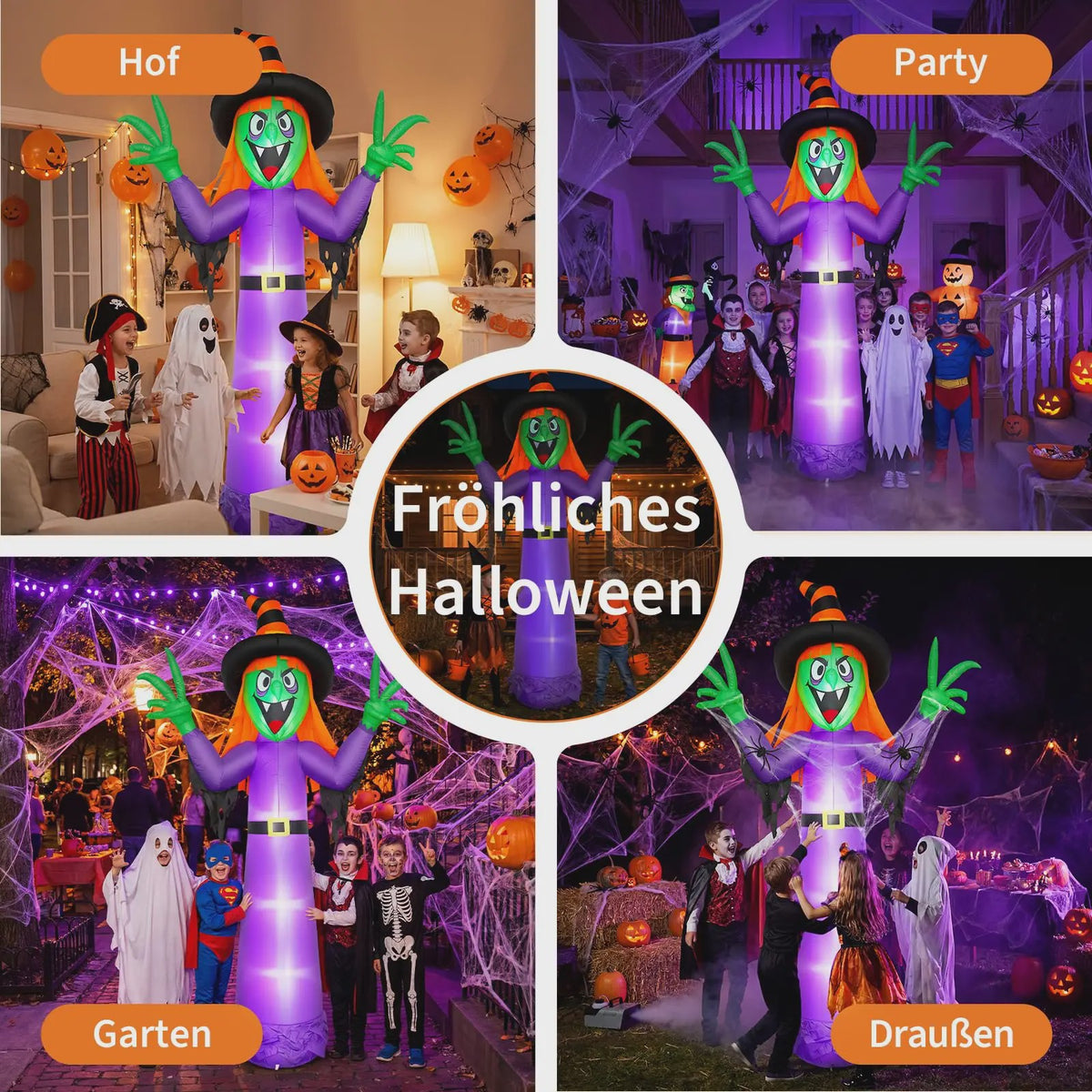 Opblaasbare Halloween Heks 360cm - Grote Tuindecoratie met Verlichting