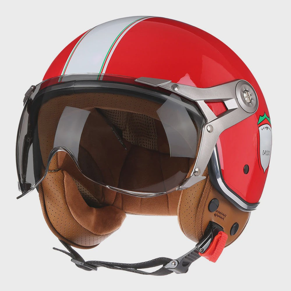 Retro Open Face Motorhelm 3/4 Vintage Chopper Scooter Helm - DOT Goedgekeurd