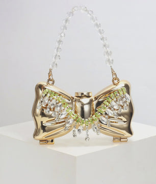 Luxe Strik Handtas van Metaal met Ketting - Speelse Crossbody Tas