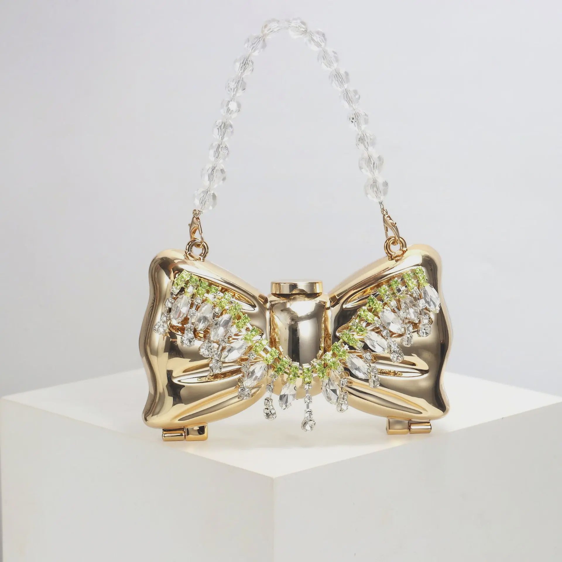 Luxe Strik Handtas van Metaal met Ketting - Speelse Crossbody Tas