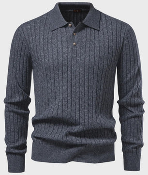 Heren Kabel Gebreide Polo Trui - Casual Slim Fit Herfst Winter