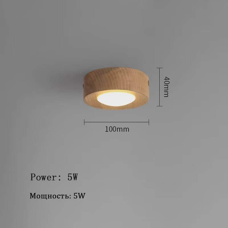 Moderne Houten Plafondlamp met LED - Essenhout & Walnoot - Sfeervolle Verlichting voor Hal, Woonkamer, Portiek