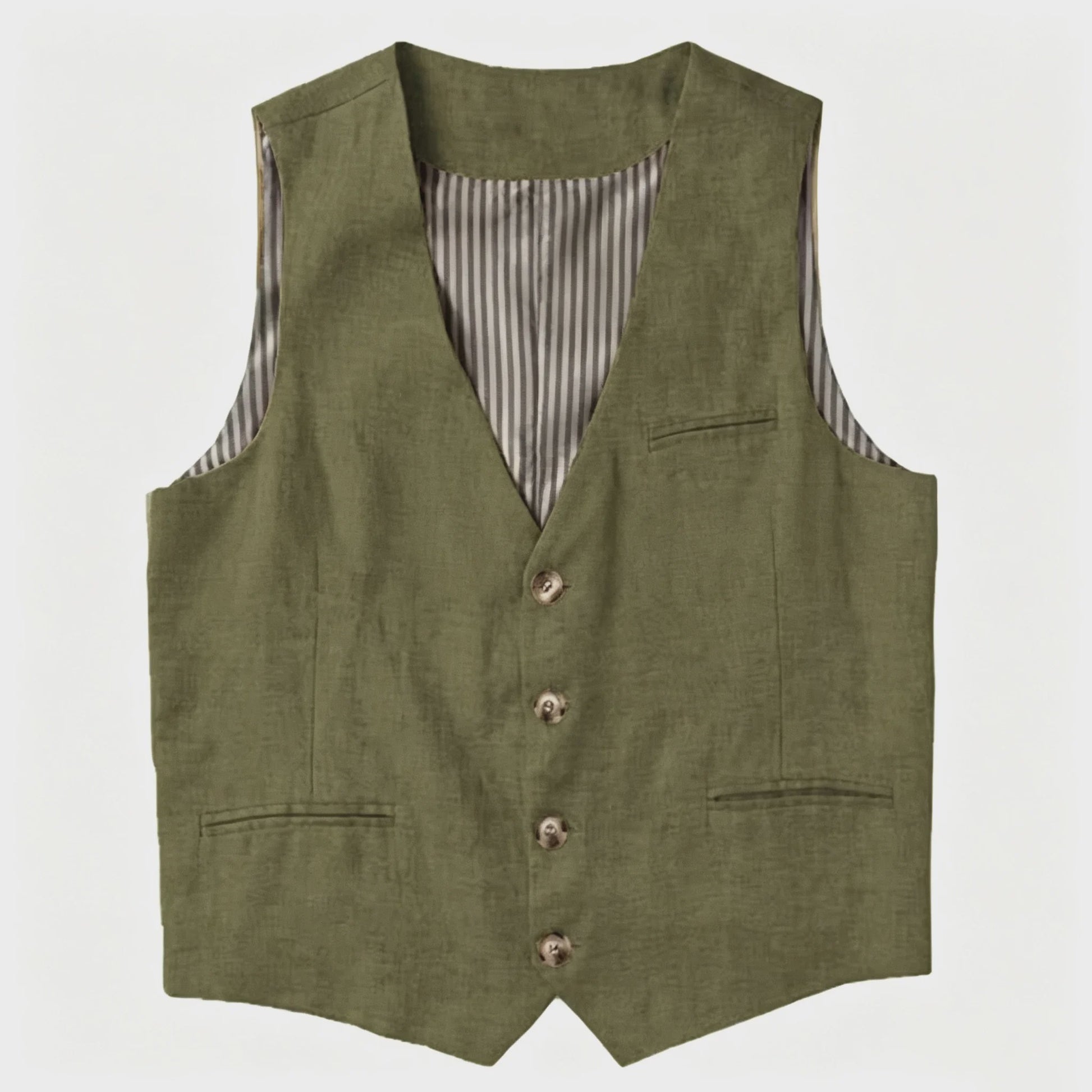 Linnen Heren Gilet - Zomer Waistcoat V-hals Single Breasted Lichtgewicht