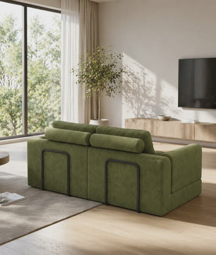 Groene 2-zits Slaapbank met Traagschuim | Flanel | 160x80 cm | Futon Sofa voor Woonkamer & Kleine Ruimtes
