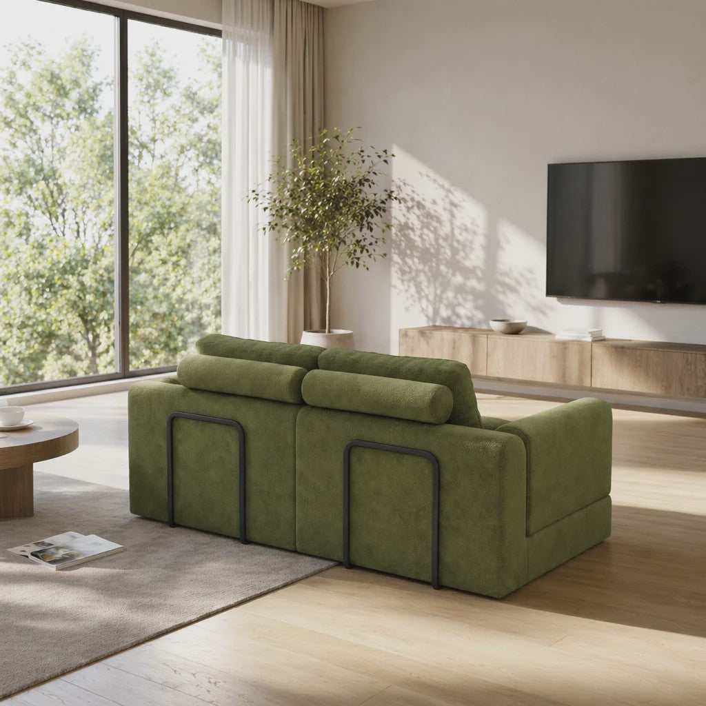Groene 2-zits Slaapbank met Traagschuim | Flanel | 160x80 cm | Futon Sofa voor Woonkamer & Kleine Ruimtes