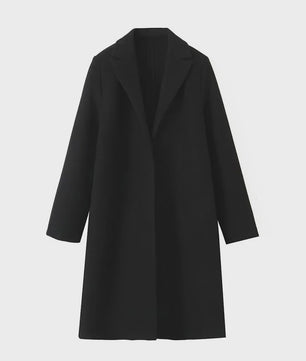 Lange Dames Trenchcoat met Open Steek en Vintage V-hals