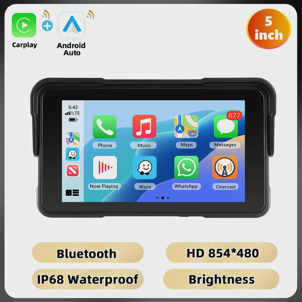 5" Motorcycle Smart Screen met CarPlay & Android Auto - Waterdicht & Bluetooth