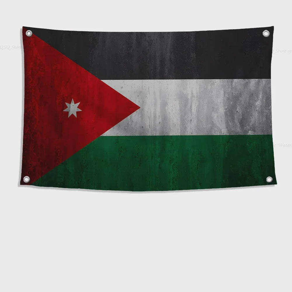 Jordanese Vlag Banner - Polyester - 4 Oogjes - Buiten & Binnen Decoratie