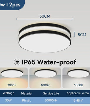 Waterdichte LED Plafondlamp Rond - 18W/30W/40W - IP44 - Keuken, Badkamer, Woonkamer