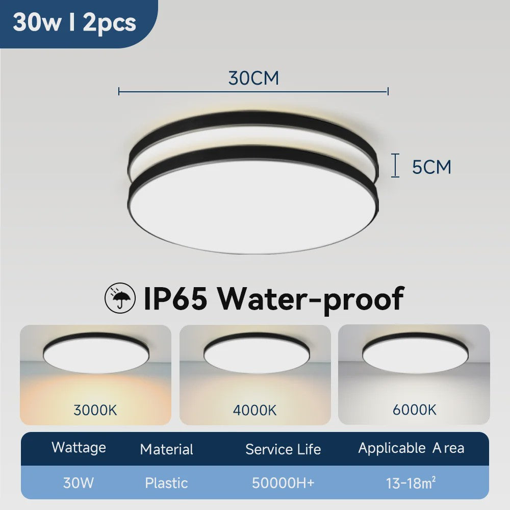 Waterdichte LED Plafondlamp Rond - 18W/30W/40W - IP44 - Keuken, Badkamer, Woonkamer
