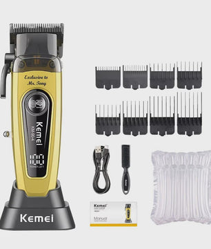 Professionele Oplaadbare Tondeuse en Baardtrimmer - Goudkleurig - Kemei KM-90-4
