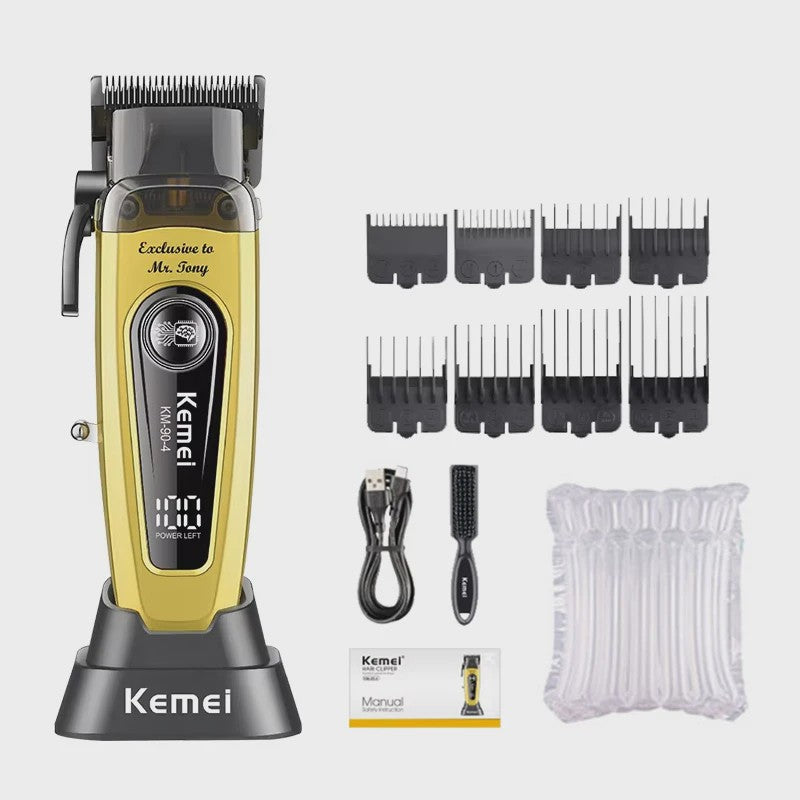 Professionele Oplaadbare Tondeuse en Baardtrimmer - Goudkleurig - Kemei KM-90-4