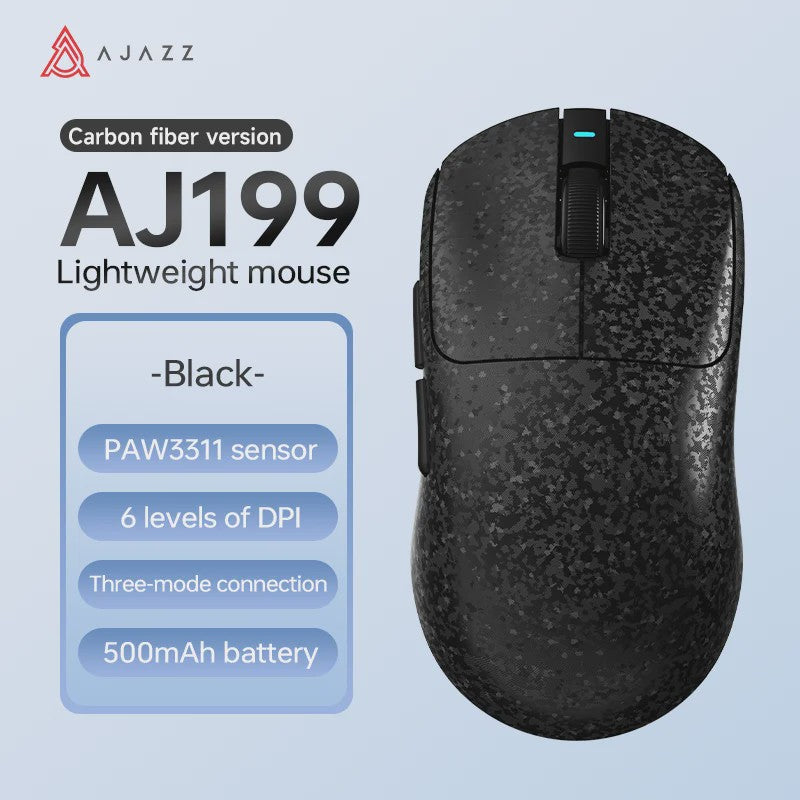 AJAZZ AJ199 Gaming Muis - 24000DPI, PAW3311 Sensor, Carbon Fiber, 3 Modi (2.4G/BT/Bedraad)