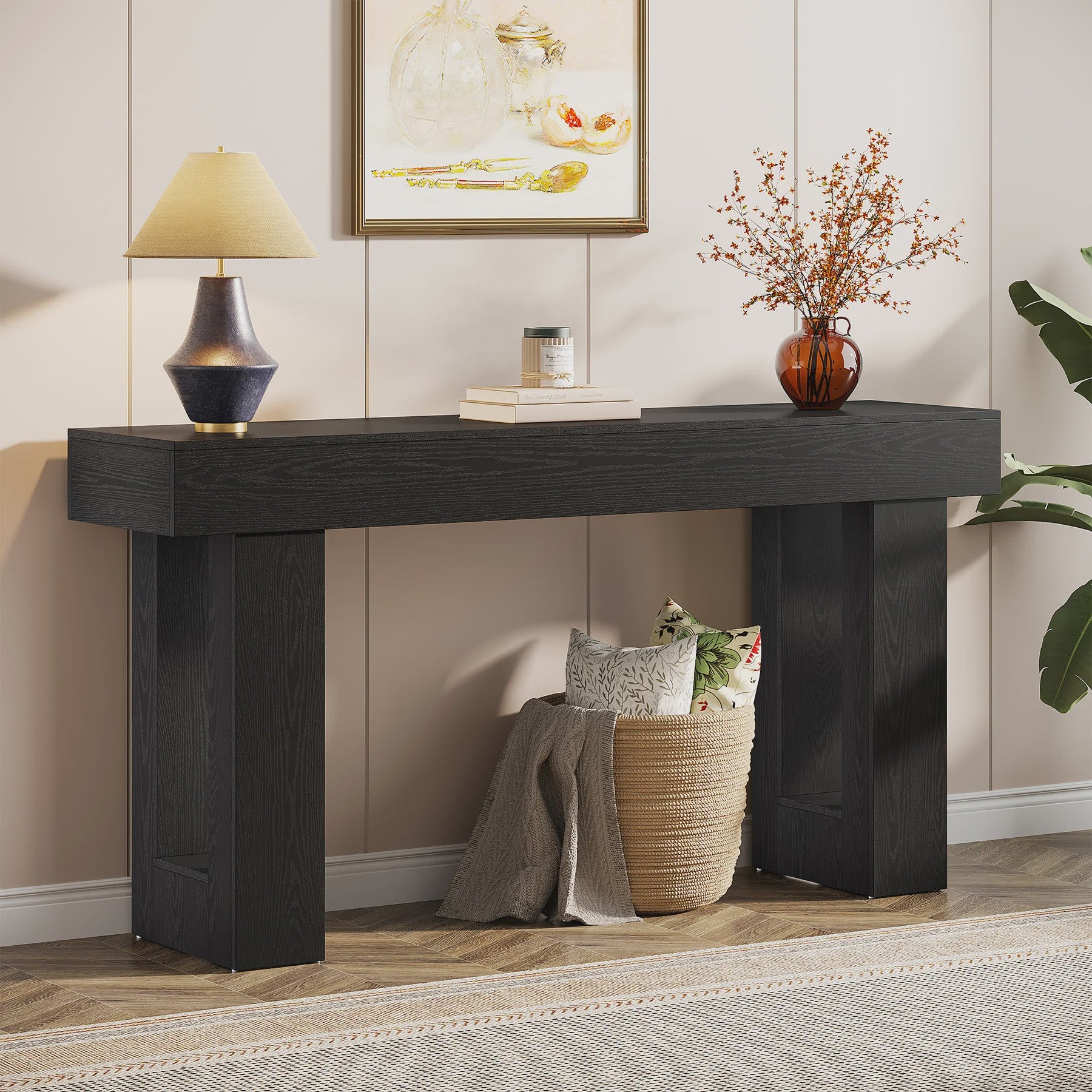 Landelijke Console Tafel 160 cm - Houten Halmeubel voor Achter de Bank