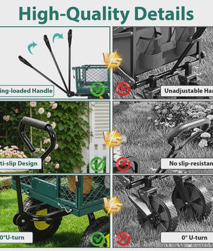 Robuuste Tuinwagen 400kg - 360° Draaibaar, Afneembare Zijden